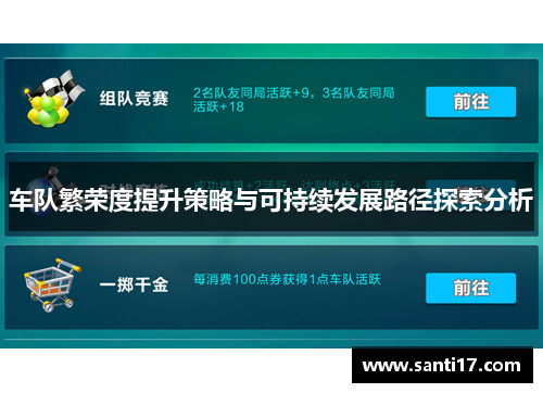 车队繁荣度提升策略与可持续发展路径探索分析 车队繁荣度提升策略与可持续发展路径探索分析